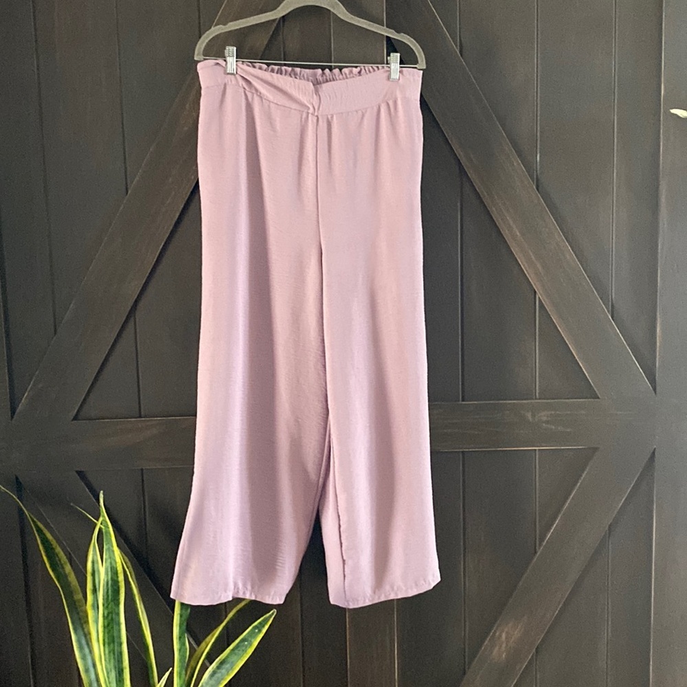 Simplee Large Free Flowing Purple Elastic Waisted Pants with Pockets
